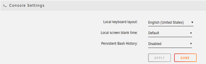 Paramètres de la console